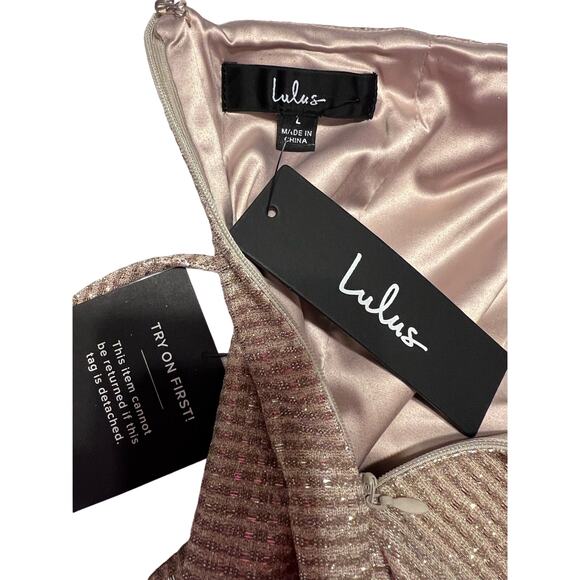 Lulus 'Earned Your Win' Metallic Lace Cocktail Dress Size L New - Picture 11 of 12
